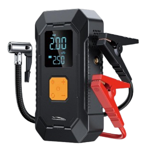 Auxiliar de Partida Compressor de Ar Power Bank Multiuso Portátil Com USB-A e Tipo C