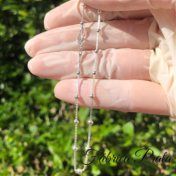 Pulseira de prata 925 veneziana v15 bolinha