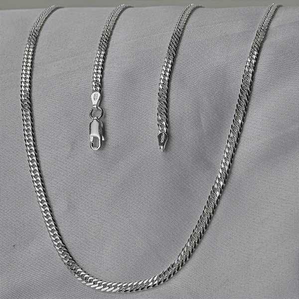 Corrente elo duplo 70cm x 4,0mm - prata 925