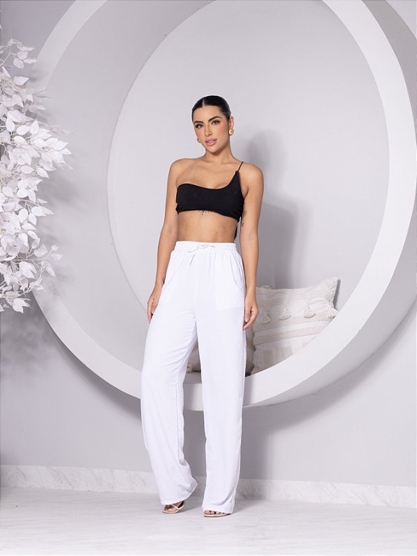 Calça Pantalona Duna Feminina com Bolsos Laterais