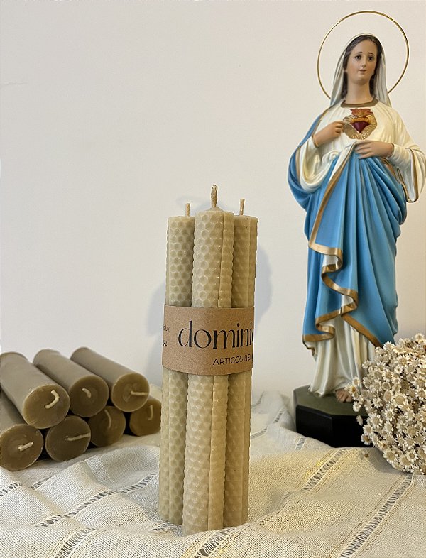 Kit c/ 4un. - Vela de Cera de Abelha Alveolada 20cm x 3,0cm