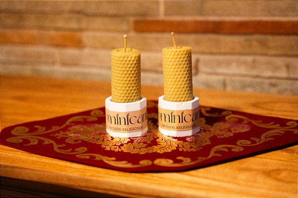 Kit c/ 2un. - Vela de Cera de Abelha Alveolada 10cm x 4cm c/ Pote