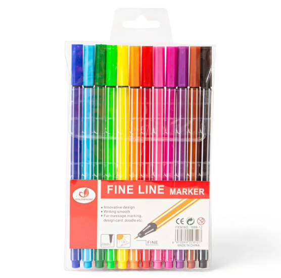 Kit 12 Canetas Coloridas Ponta Fina 0.4 Fine Line