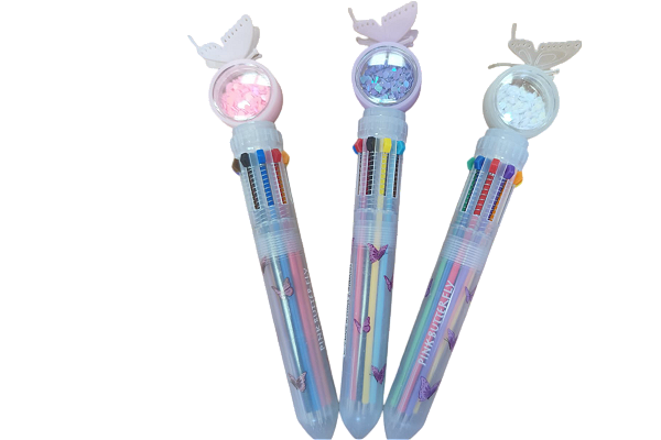 CANETA BORBOLETA 10 CORES