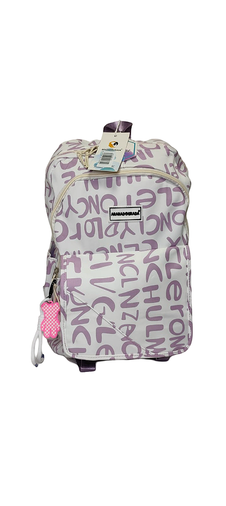 MOCHILA ESCRITA ROXA