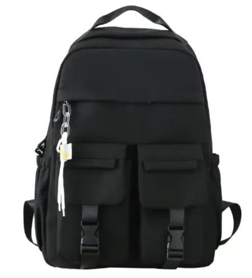 MOCHILA ESCOLAR COM BOLSO FRONTAL PRETA