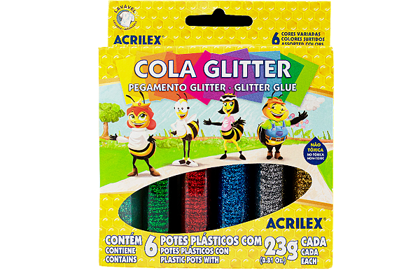 COLA GLITER 6 CORES ACRILEX