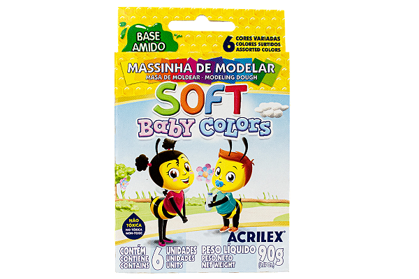 MASSINHA DE MODELAR SOFT BABY COLORS 6 CORES ACRILEX