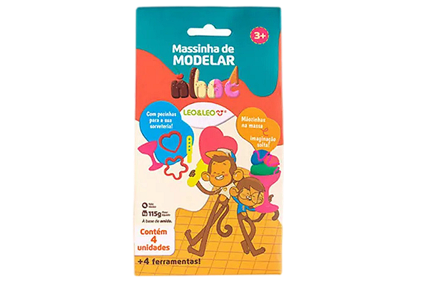 KIT MASSA DE MODELAR NHAC 150G 4 CORES LEO E LEO