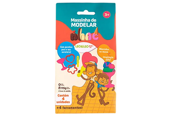 KIT MASSA DE MODELAR NHAC 150G 4 CORES LEO E LEO