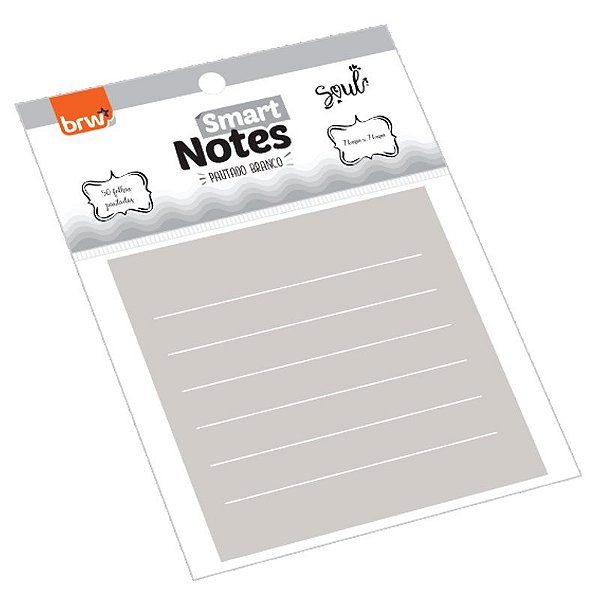 BLOCO SMART NOTES 76X76MM PAUTADO - CINZA- 50FLS - 1BLOCO