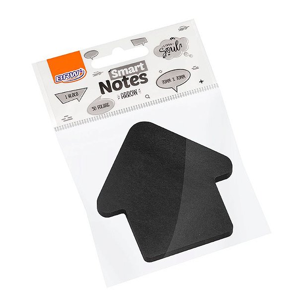 BLOCO SMART NOTES ARROW 70X70MM SETA - PRETO - 50FLS - 1BLOCO BRW
