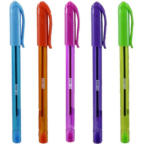 CANETA ESFEROGRÁFICA 1.0 MM COLORIDA - 5 CORES UN BRW