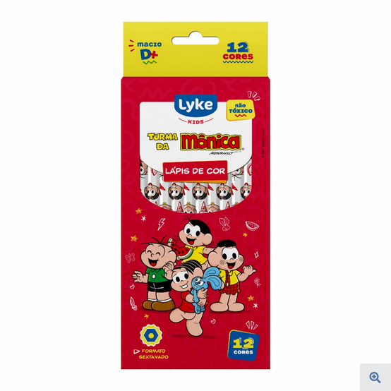 LAPIS DE COR 12 CORES SEXTAVADO  RESINA - Turma da mônica LYKE