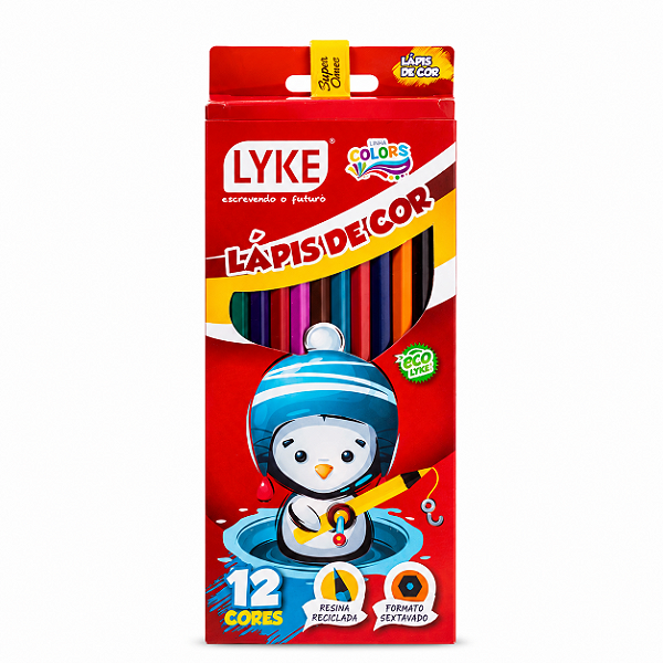LAPIS DE COR - 12 CORES SEXTAVADO - RESINA RECICLADA LYKE