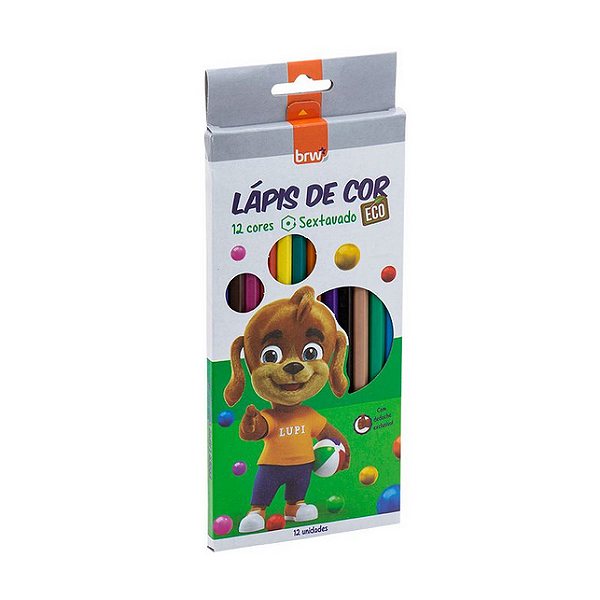 LÁPIS DE RESINA PLÁSTICA RECICLADA 12 CORES - SEXTAVADO BRW