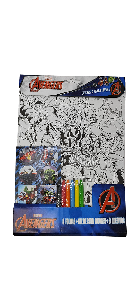 CONJUNTO P/PINTURA LIC MARVEL 8FLS 26X19 +6 GIZ+ADESIVOS UN AVENGERS VMP