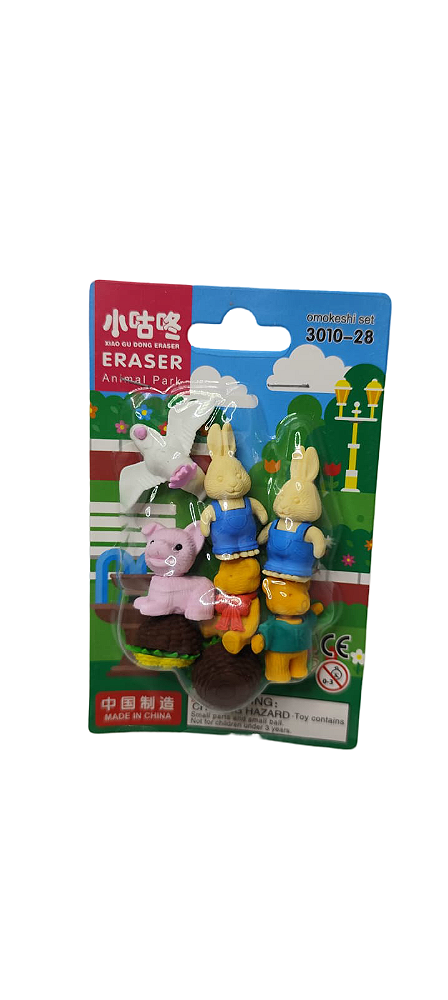 BORRACHA CARTELA COELHOS 8 PÇS