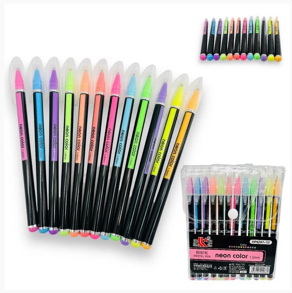 KIT CANETA NEON COLOR C/12 CORES PASTEIS