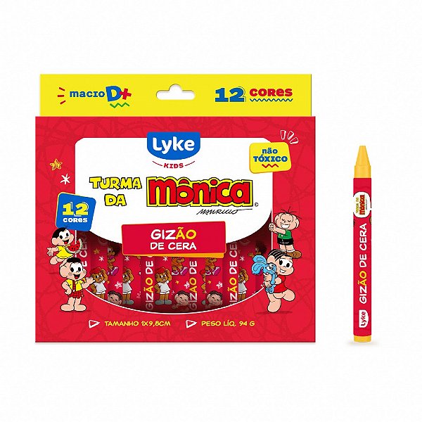 GIZ DE CERA 12 CORES TURMA DA MONICA- LYKE