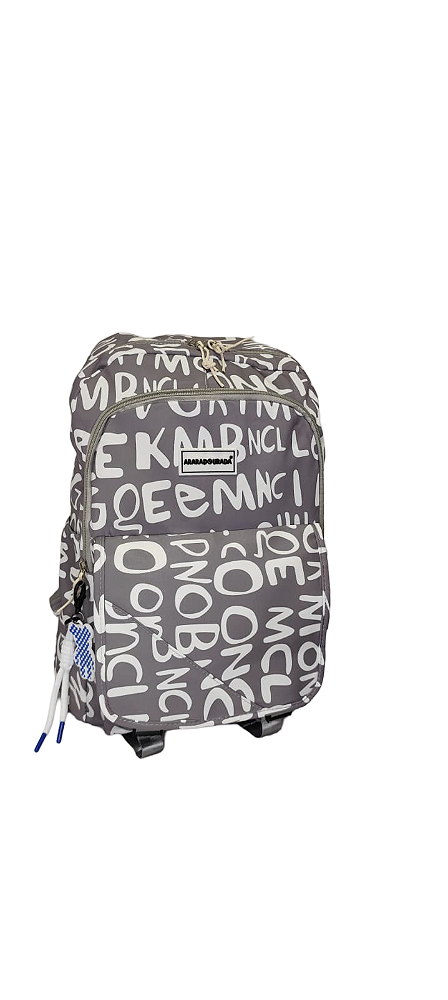 MOCHILA ESCRITA CINZA