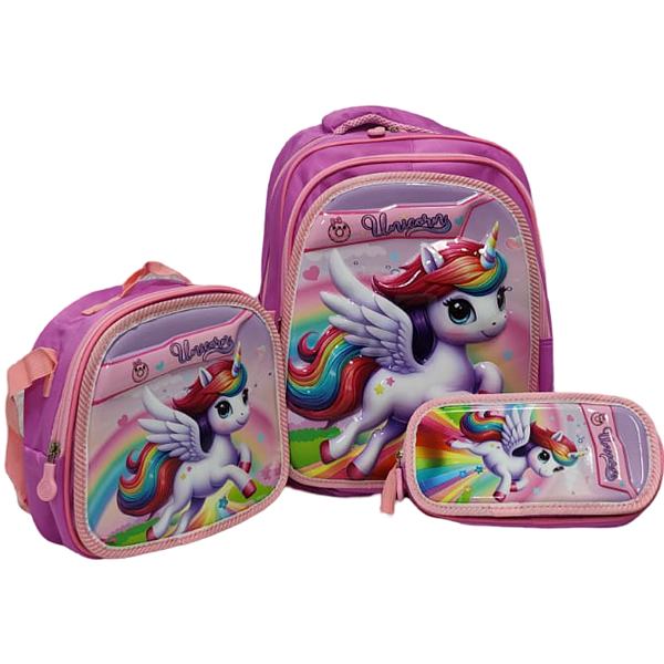 TRIO MOCHILA UNICORNIO