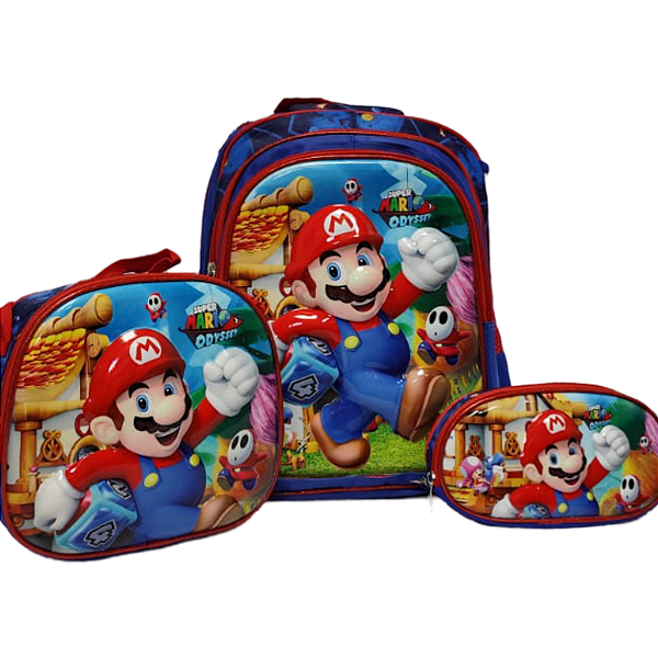 TRIO MOCHILA SUPER MARIO