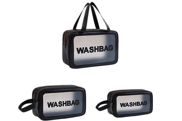 KIT C/3 NECESSAIRES WASHBAG PRETA