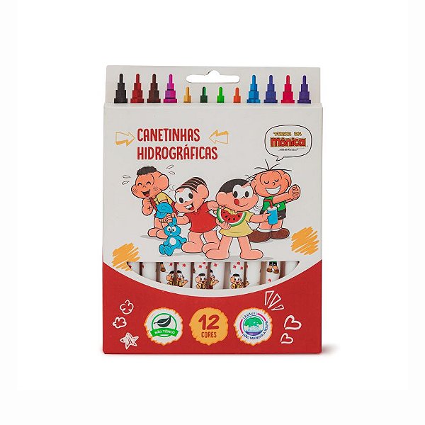 CANETINHAS HIDROGRAFIAS - CX C/12 CORES - TURMA DA MONICA LYKE