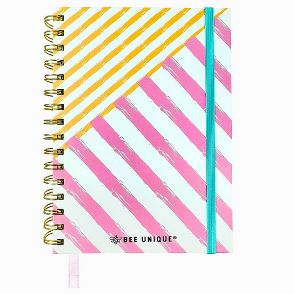 CADERNO A5 120 FLS ESPIRAL - PASTEL STRIPES BEE UNIQUE