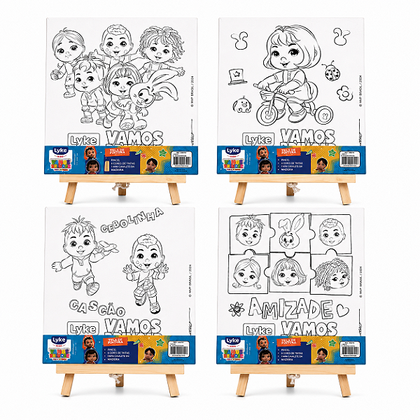 Tela Pintura 25x30cm - Canvas + 6 cores tinta acrilica 3ml + pincel UNIDADE LYKE