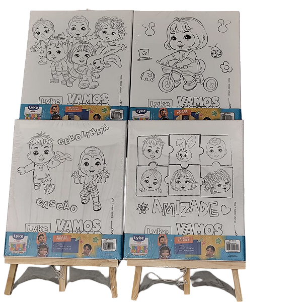 Tela Pintura 25x30cm - Canvas + 6 cores tinta acrilica 3ml + pincel UNIDADE LYKE