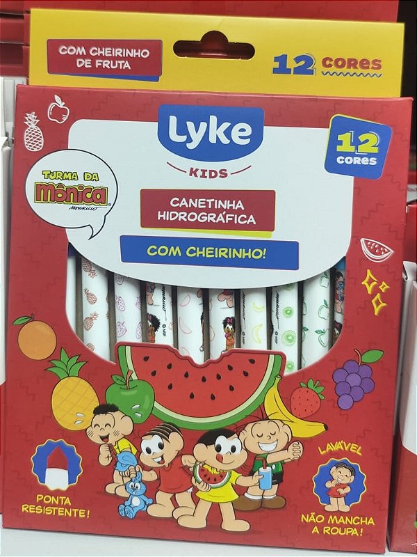 CANETINHAS HIDROGRAFIAS  C/12 CORES C CHEIRO TURMA DA MONICA LYKE