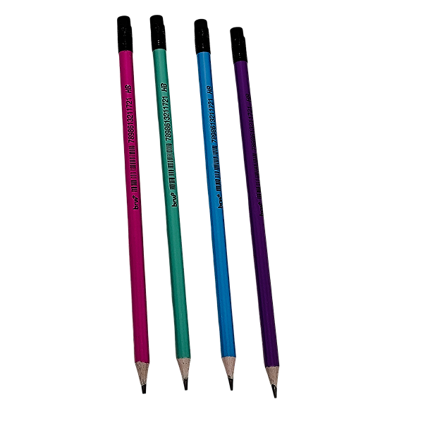 LAPIS HB NEON DE RESINA PLÁSTICA REDONDO COM BORRACHA UNID BRW