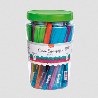 CANETA ESFEROGRÁFICA 1.0 MM COLORIDA - 5 CORES POTE C/50 UNI BRW