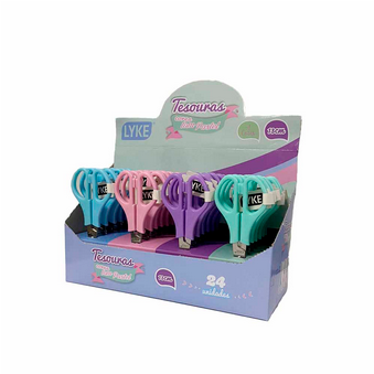 TESOURA ESCOLAR 13CM PASTEL CX C/24 LYKE
