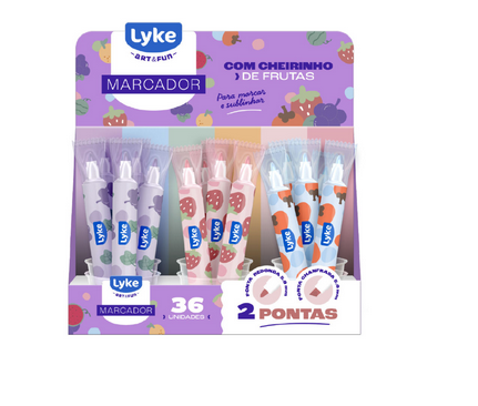 MARCA TEXTO CHEIRINHO DUAS PONTAS CX C/36 UN LYKE