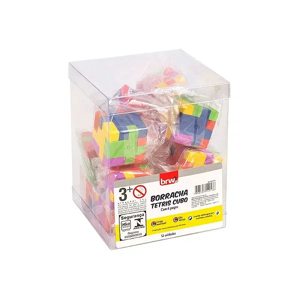 BORRACHA TETRIS CUBO 6 EM 1 CX C/12 UNID BRW