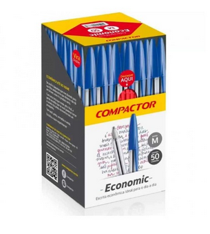 CANETA ESFEROGRAFICA ECONOMIC AZUL COMPACTOR CX 50UN