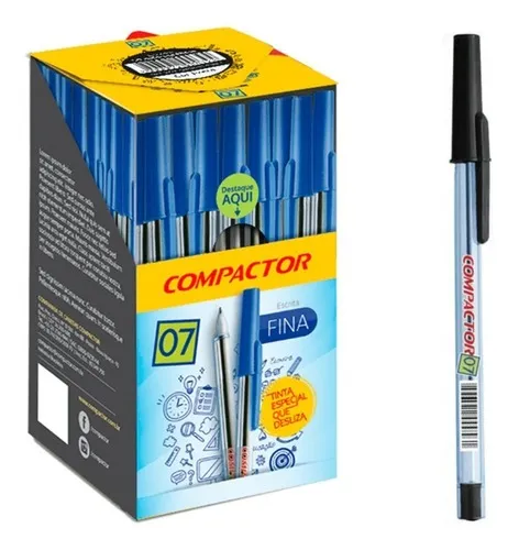 CANETA ESFEROGRAFICA 07 PRETA CX C/50 COMPACTOR