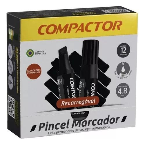 PINCEL MARCADOR CX C/12 UN PRETA COMPACTOR