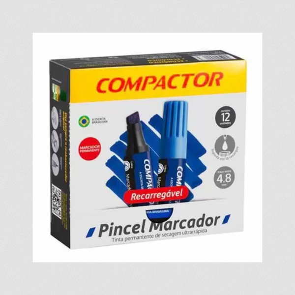PINCEL MARCADOR CX C/12 UN AZUL COMPACTOR