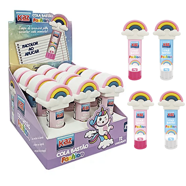 COLA BASTAO 10G ARCO IRIS CX C/12 KAZ