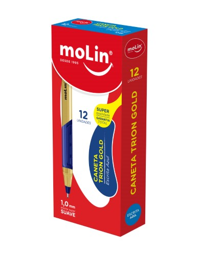 CANETA TRION GRIP GOLD CX C/12 UNIDADES MOLIN