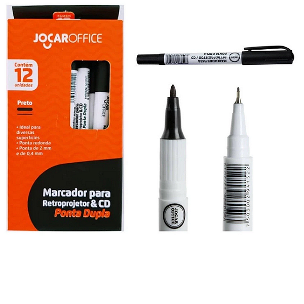 MARCADOR CD/RETROPROJETOR PONTA 1MM PRETO CX/12 LEO E LEO