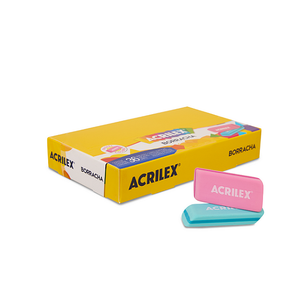 BORRACHA ESCOLAR PASTEL ACRILEX CX C/36 UNIDADES