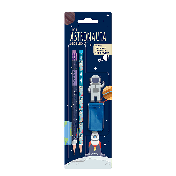 KIT LAPIS HB ASTRONAUTA 2 LAPIS/APONTADOR/ BORRACHA UNIDADE LEO E LEO