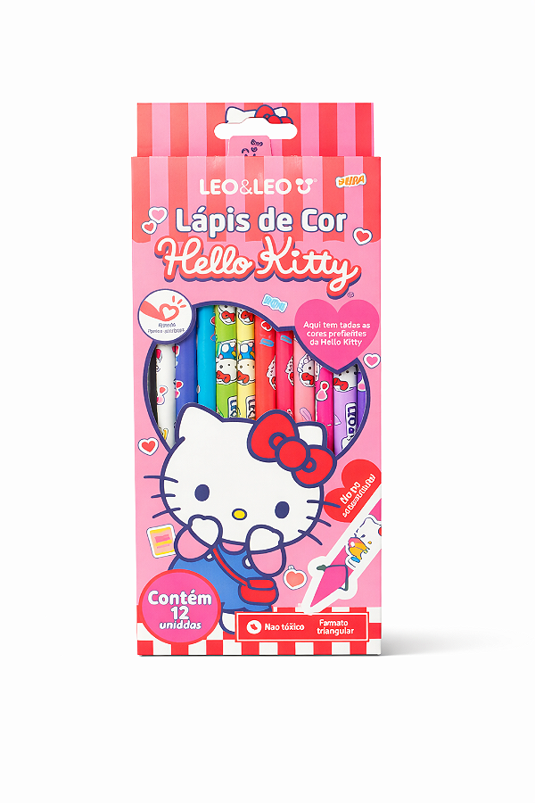 LAPIS DE COR CORES DOS PERSONAGENS HELLO KITTY 12 CORES TRIANGULAR LEO&LEO