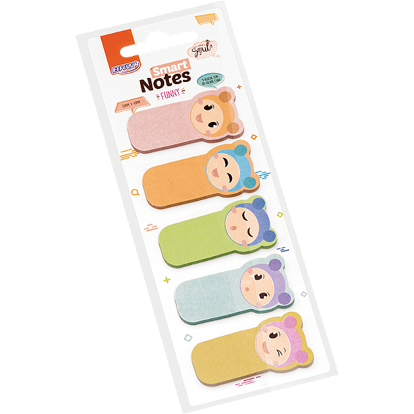 MARCADOR DE PÁG. SMART NOTES FUNNY 23X45MM - BONECA - 25FLS - 5MARC. BRW