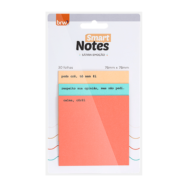 BLOCO SMART NOTES 76X76MM - SÁTIRA EMOÇÃO - 30 FLS - BLISTER C/ 3 BLOCOS